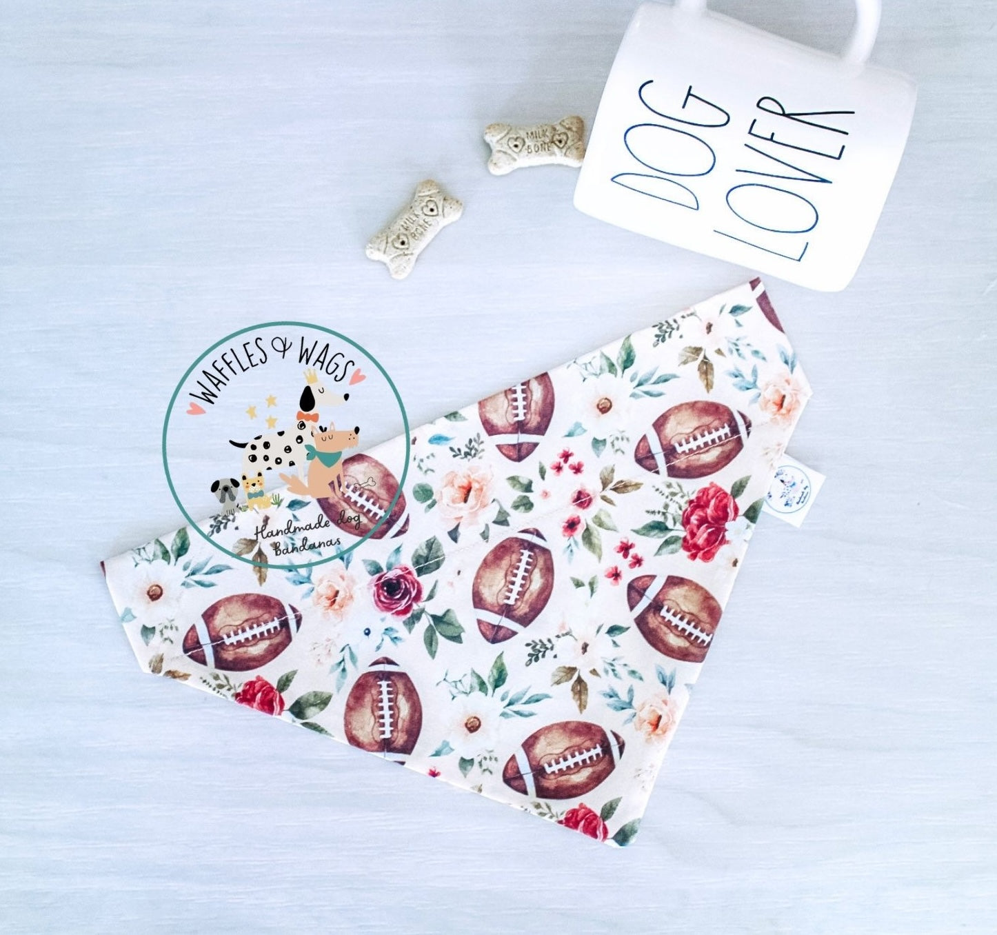 Football Floral Over The Collar Dog Bandana
