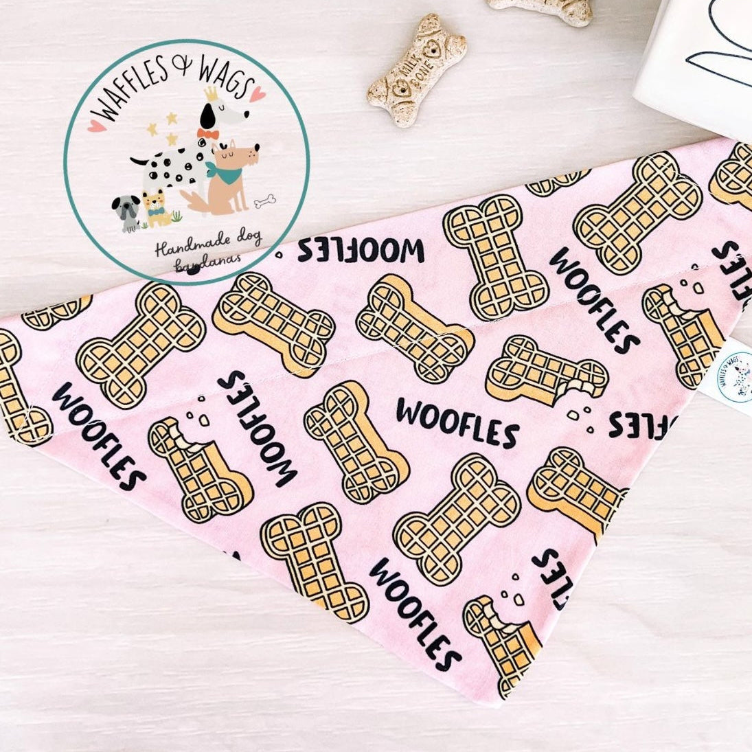 Waffles Over The Collar Dog Bandana